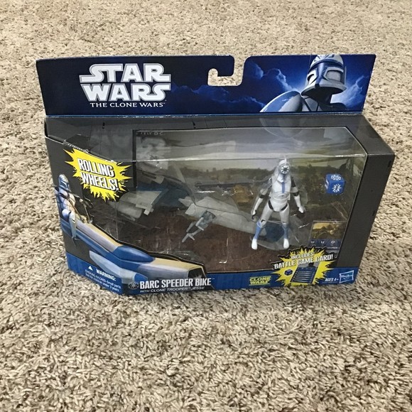 Star Wars 3 3/4 Figure & Vehicle BARC SPEEDER BIKE & CLONE TROOPER JESSE NEW - Picture 1 of 5
